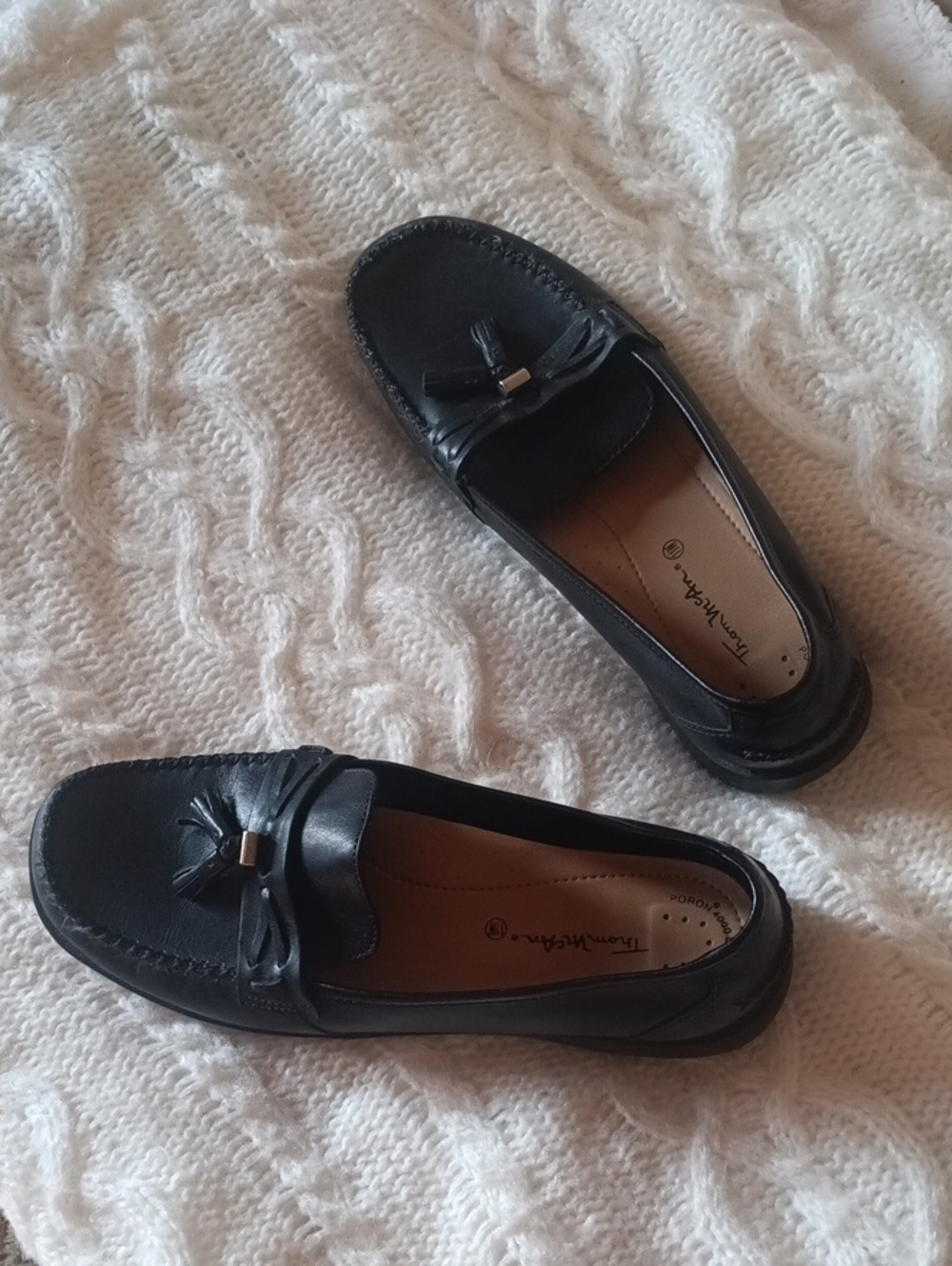 Black Leather Tassel Loafers by Thom McAn, Leather